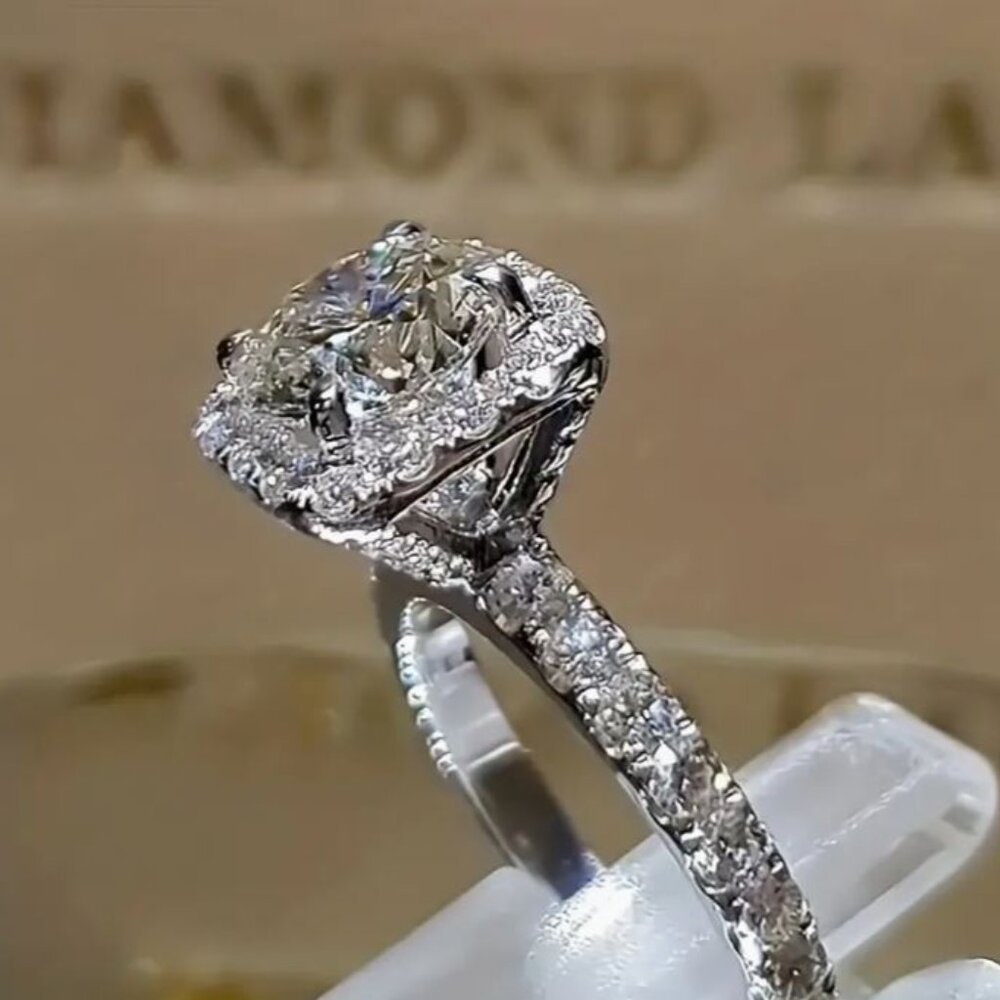 NEW Glam Bling Silver Plated CZ Statement Ring Engagement Wedding Cocktail
